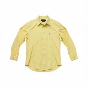 Vintage 90's Ralph Lauren Yarmouth Oxford Yellow Mens 15.5 34-35 Button Up Shirt